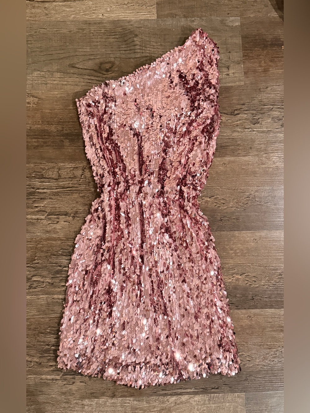 One-Shoulder Blush Sequin Party Dress